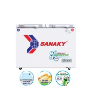 Tủ đông Sanaky 235L inverter VH-2899A4K(1 ngăn đông,2 cánh,Dàn đồng, R600a, cánh kính cường lực,màu xám))