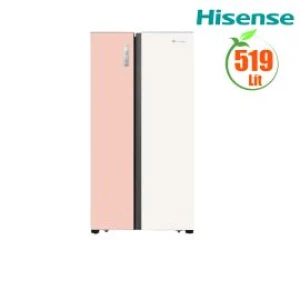 Tủ lạnh SBS Hisense 519L RS668N4EW-PU - Cánh gương hai màu Trắng Hồng; Bộ lọc Anti Bacteria Purify; Ngăn Moisture Fresh Crisper; Multi Air Flow; Hai dàn lạnh độc lập; 520 kWh/năm; 910x1785x643
