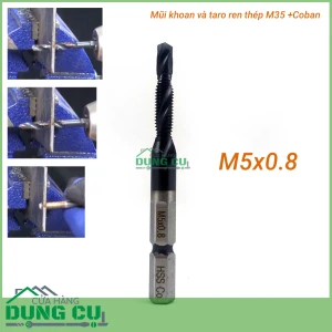 Mũi khoan taro ren M5x0.8 cao cấp thép M35 Co