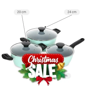 Bộ nồi quánh nhôm chống dính nắp kính Green Cook GCS229-T1