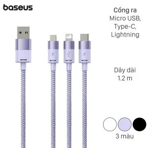 Cáp sạc và truyền dữ liệu 3 đầu USB-A - Type-C Lightning Micro USB 17.5W 1.2m Baseus StarSpeed CB000030