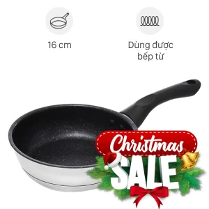 Chảo inox chống dính vân đá đáy từ 16 cm Sunhouse IN16M4