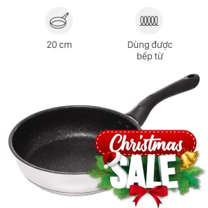 Chảo inox chống dính vân đá đáy từ 20 cm Sunhouse IN20M4