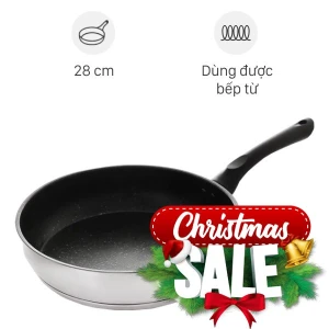 Chảo inox chống dính vân đá đáy từ 28 cm Sunhouse IN28M4
