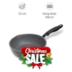 Chảo nhôm chống dính vân đá đáy từ 22 cm Sunhouse SHS22MW