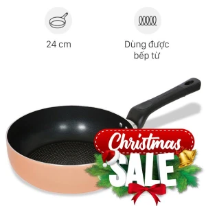 Chảo nhôm sâu chống dính vân đá đáy từ 24 cm Sunhouse SHS24MPT