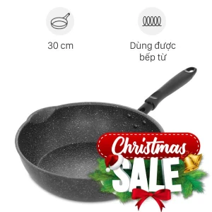 Chảo nhôm sâu chống dính vân đá đáy từ 30 cm Sunhouse SHS30MRD
