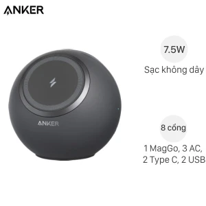 Đế sạc nhanh không dây 8 in 1 USB Type-C PD 65W Anker 637 MagGo A9137