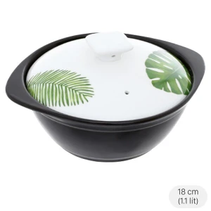 Nồi đất nắp sứ 18 cm Dong hwa CS005 Chiếc lá