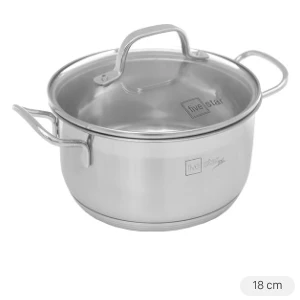 Nồi inox 3 đáy nắp kính 18 cm Fivestar N18-5DG 304