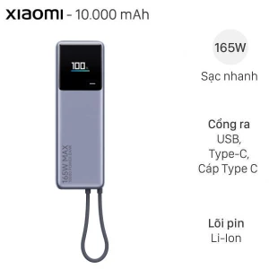 Pin sạc dự phòng 10000mAh Type C PD QC 3.0 165W Xiaomi PB1165MI kèm Cáp Type C