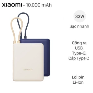Pin sạc dự phòng 10000mAh Type C PD QC 3.0 33W Xiaomi PB1033MI kèm Cáp Type C