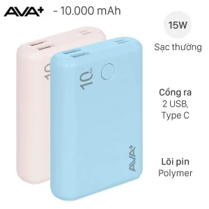 Pin sạc dự phòng Polymer 10000mAh Type C 15W AVA+ JP399