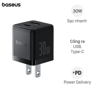 Sạc nhanh 2 cổng USB Type-C QC3.0 PD 30W Baseus Palm CCZC30US