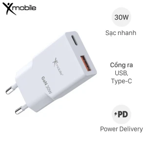 Sạc nhanh 2 cổng USB Type-C QC3.0 PD 30W Xmobile ACL100-QP30