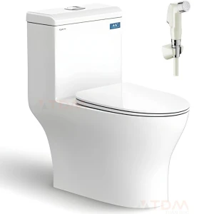 Bồn Cầu 1 Khối Viglacera V45M + Tặng Kèm Vòi Xịt VG826