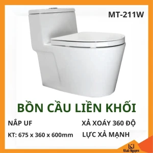 Bồn Cầu Liền Khối Hiwin MT-211W, Xả Xoáy, Lực Xả Mạnh