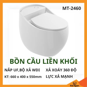 Bồn Cầu Liền Khối Hiwin MT-2460,Xả Xoáy, Lực Xả Mạnh