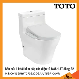 Bồn cầu TOTO 1 khối CW166RB/TCF33320GAA/T53P100VR, kèm nắp rửa điện tử WASHLET dòng S2