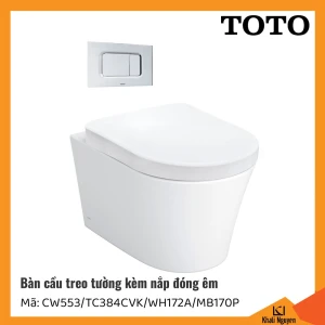 Bồn cầu treo tường TOTO CW553/TC384CVK/WH172A/MB170P WH, nắp đóng êm