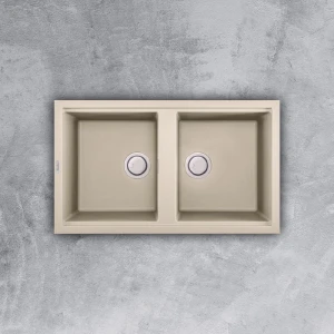 Chậu Rửa Bát Đá Malloca BIANCO K-45062 2 Hố, Phủ Nano Bạc, Màu Kem