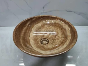 Chậu rửa lavabo đá tự nhiên size 28 màu vân gỗ