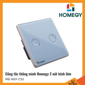 Công tắc thông minh Homegy HGY-CS2 | Hình chữ nhật trắng | 2 nút kính lõm