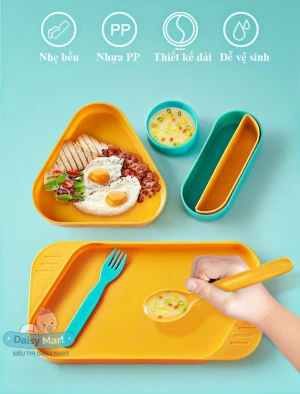 Bộ bát ăn dặm 7 chi tiết đầy đủ cho bữa ăn của bé