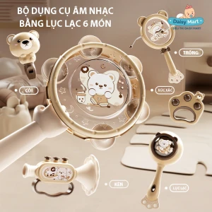 Hộp đồ chơi âm nhạc lục lạc, xúc xắc, trống cầm tây, kèn