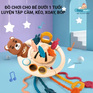 Đồ chơi đĩa bay rút dây 5 trong 1, đồ chơi luyện tập tay cho trẻ sơ sinh