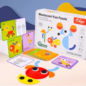 Đồ chơi xếp hình gỗ montessori, ghép hình 39 động vật