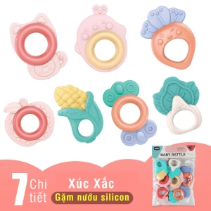 Đồ chơi xúc xắc gặm nướu 7 10 chi tiết, gặm nướu silicone giảm ngứa răng ở trẻ