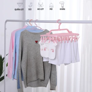 Móc chùm phơi quần áo 32 kẹp, móc treo quần áo trẻ em