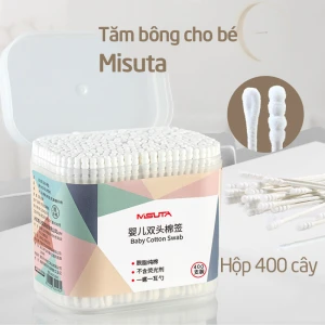 Tăm bông, bông ngoáy tai trẻ em Misuta hộp 400 cây