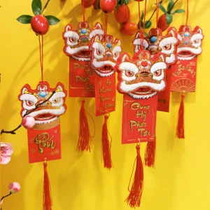 Túi treo tài lộc 6 túi trang trí cây đào ngày tết