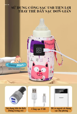Túi ủ sữa cầm tay cổng USB cho trẻ em