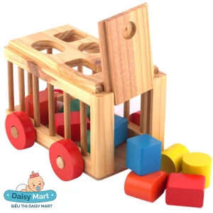 Xe cũi thả hình gỗ giúp trẻ tư duy về hình học, tập trung xử lý tình huống