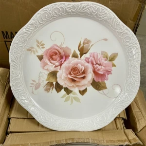 Khay tròn 7608 đựng đồ cao cấp, khay nhựa hình bông hoa giá rẻ