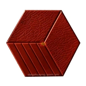 Gạch giả đá lục giác 3 sọc màu đỏ