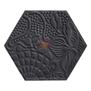 Gạch giả đá lục giác hoa ấn màu ghi