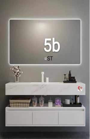 Bộ Tủ Chậu PVC 2301(KT: 1000*500*250), Lavabo Chàn Viền Vô Cực, Gương Led