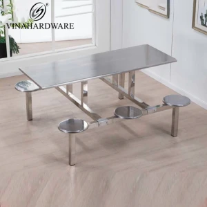 Bộ Bàn Liền Ghế Căng Tin Trường Học, Nhà Ăn Inox Không Gỉ Vinahardware