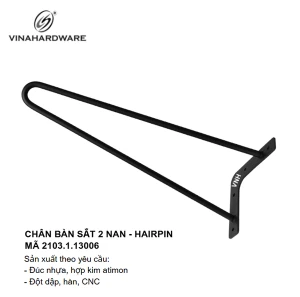 Chân bàn sắt 2 nan láp 8mm - Chân Hairpin Vinahardware - Mã 2103.1.15006