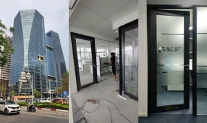 Cửa MDF Melamine 230PL BGDOOR thi công cho văn phòng Công ty SKF tòa HUD Tower Lê Văn Lương,