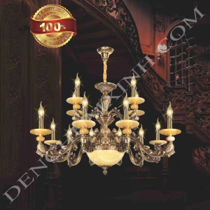 -Đèn chùm đồng cao cấp DCX032/10+5 - Đèn chùm xinh - phân phối sỉ và lẻ đèn trang trí - led TPHCM