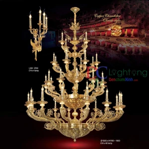 -Đèn chùm đồng cao cấp DCX1025/16+12+8+4 - Đèn chùm xinh - phân phối sỉ và lẻ đèn trang trí - led TPHCM
