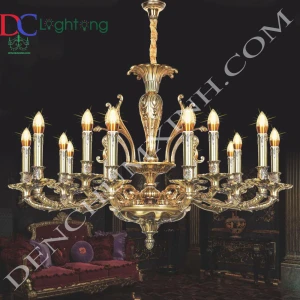 -Đèn chùm đồng cao cấp DCX1111/10+5 - Đèn chùm xinh - phân phối sỉ và lẻ đèn trang trí - led TPHCM