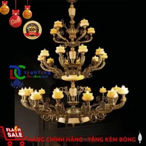 Đèn chùm đồng CĐ-5201/15+10+5 chính hãng trang trí phòng sách, Gara ô tô, Spa...vvv - Đèn chùm xinh - phân phối sỉ và lẻ đèn trang trí - led TPHCM