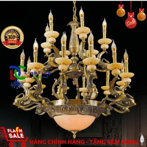 Đèn chùm đồng CĐ-6321/18 chính hãng trang trí phòng khách, nhà sách, khu nghỉ dưỡng...vvv - Đèn chùm xinh - phân phối sỉ và lẻ đèn trang trí - led TPHCM