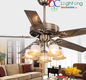 Đèn quạt trần chính hãng Qvifa-06 cổ điển trang trí nhà cổ, phòng tiệc, Shop thời trang cao cấp vvv